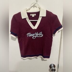 Aeropostale Maroon and Cream Knit Top